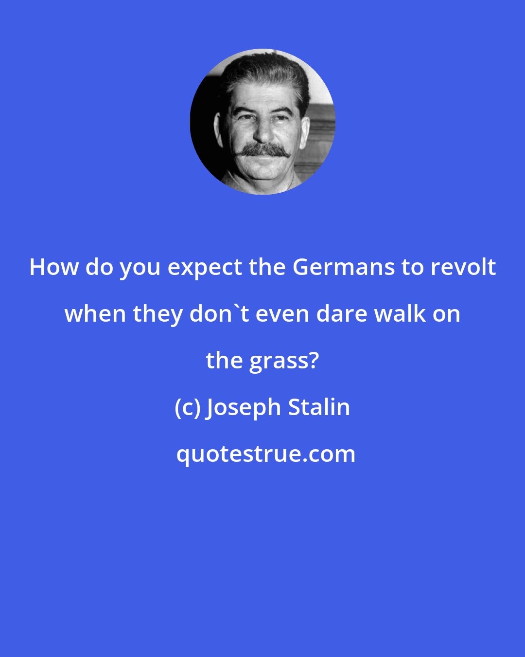 Joseph Stalin: How do you expect the Germans to revolt when they don't even dare walk on the grass?