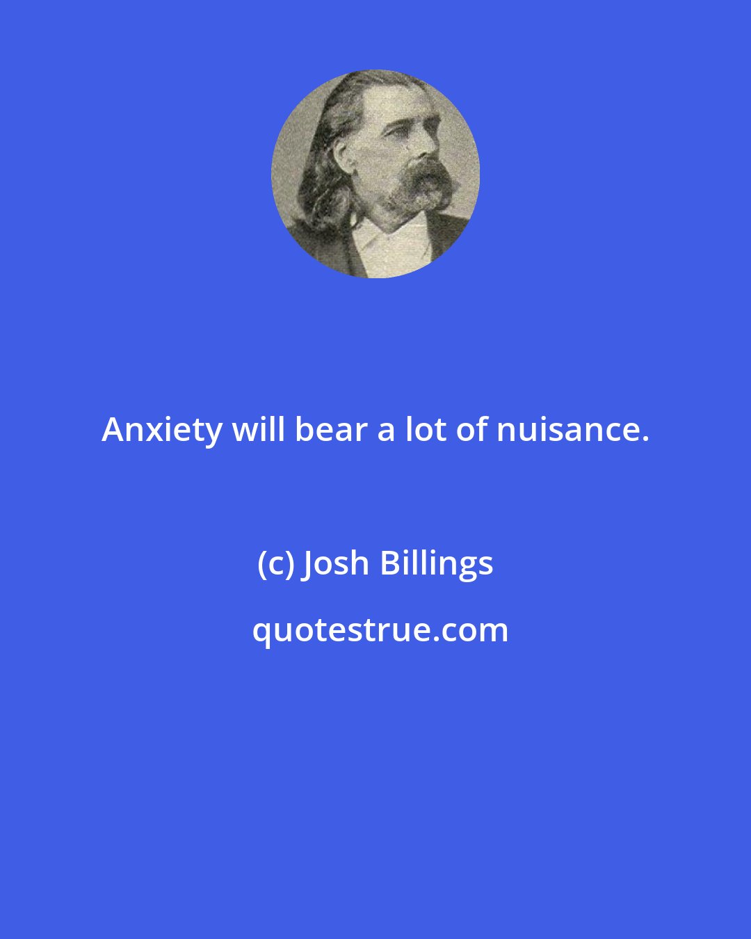 Josh Billings: Anxiety will bear a lot of nuisance.