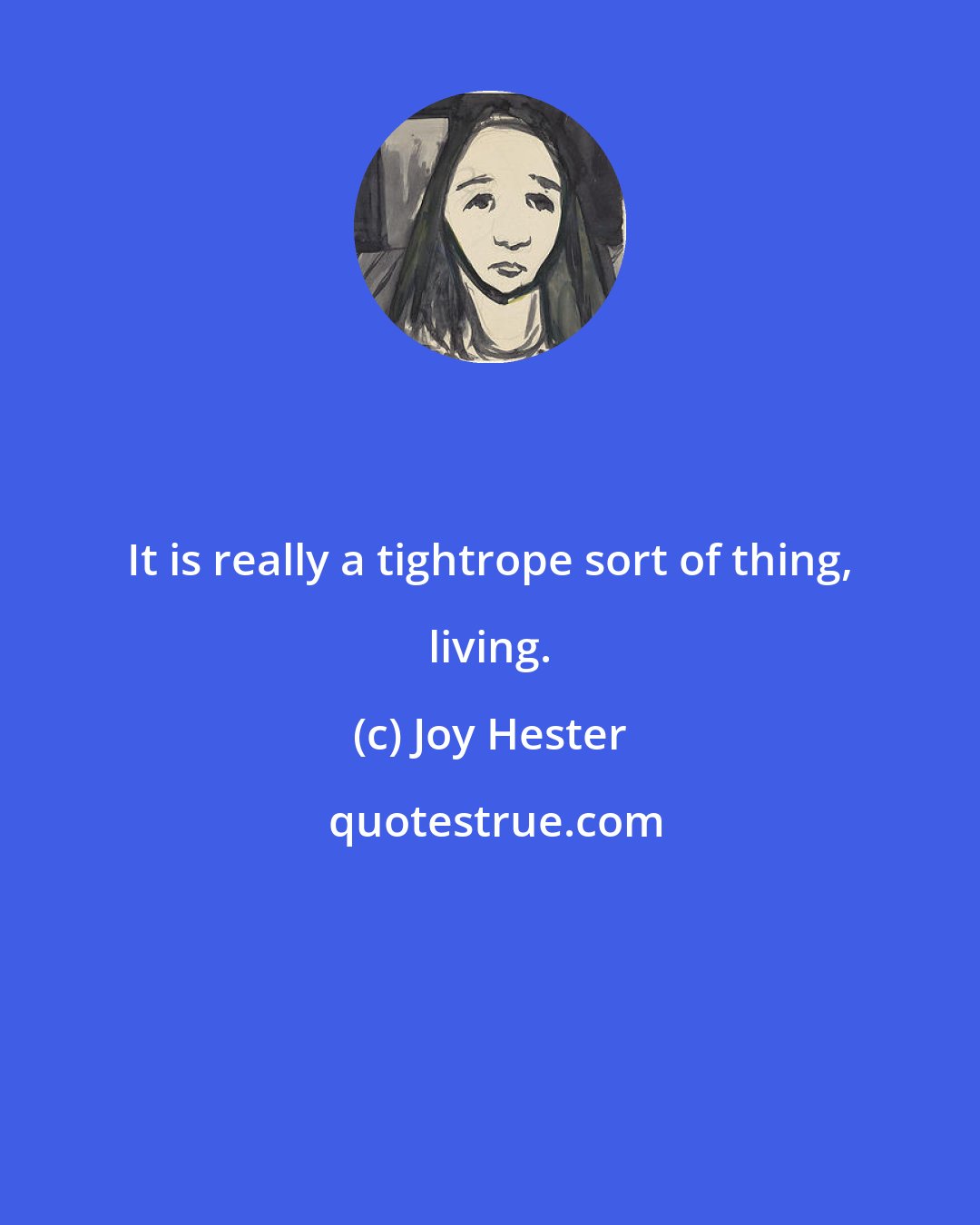 Joy Hester: It is really a tightrope sort of thing, living.