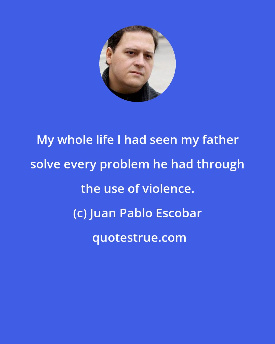 Juan Pablo Escobar: My whole life I had seen my father solve every problem he had through the use of violence.