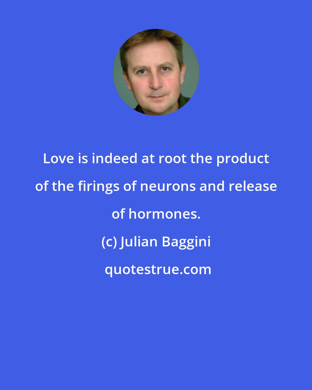 Julian Baggini: Love is indeed at root the product of the firings of neurons and release of hormones.