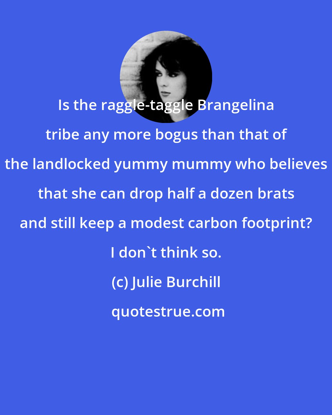 Julie Burchill: Is the raggle-taggle Brangelina tribe any more bogus than that of the landlocked yummy mummy who believes that she can drop half a dozen brats and still keep a modest carbon footprint? I don't think so.