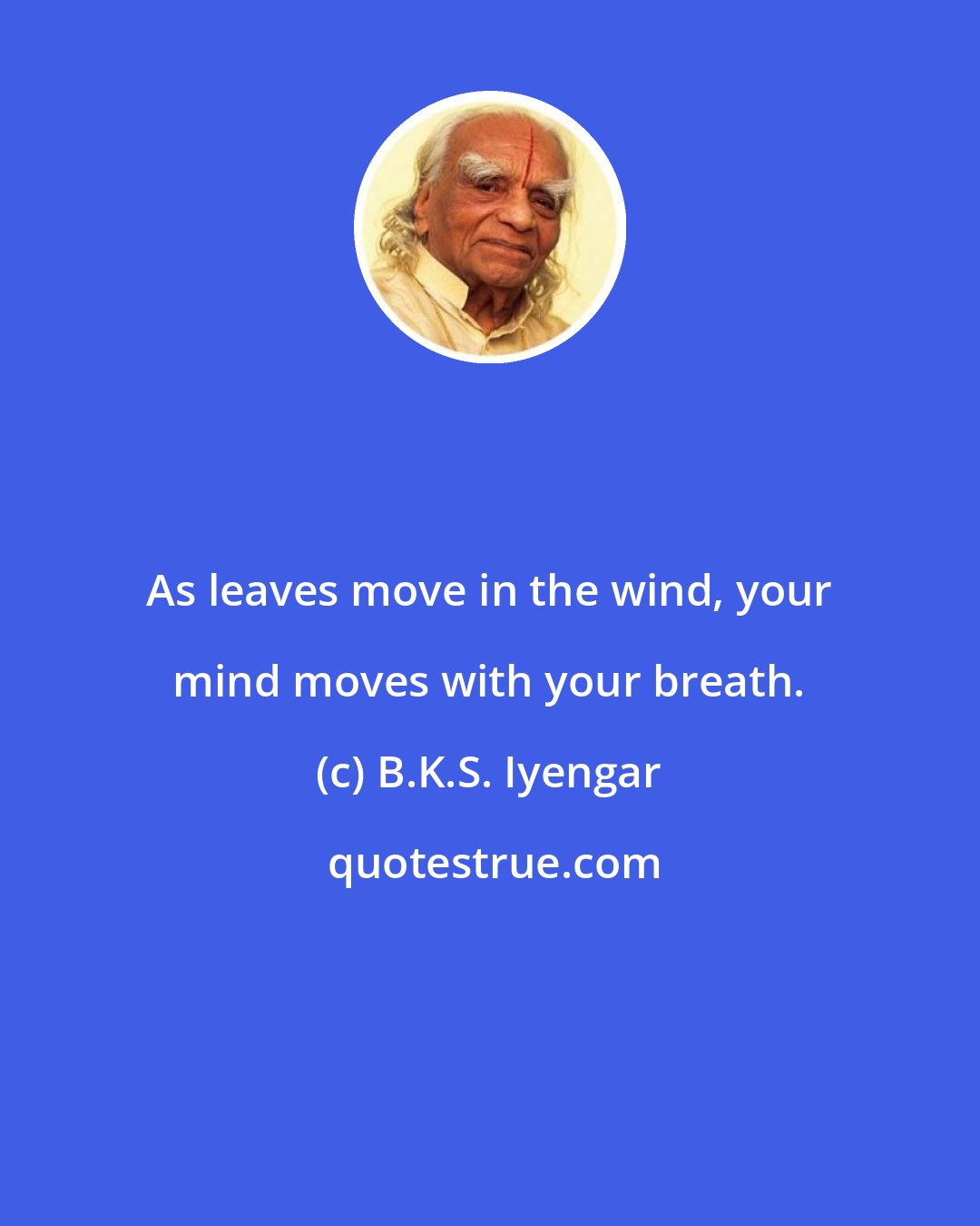 B.K.S. Iyengar: As leaves move in the wind, your mind moves with your breath.