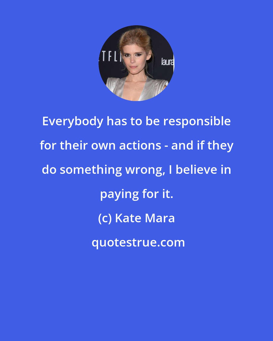 Kate Mara: Everybody has to be responsible for their own actions - and if they do something wrong, I believe in paying for it.