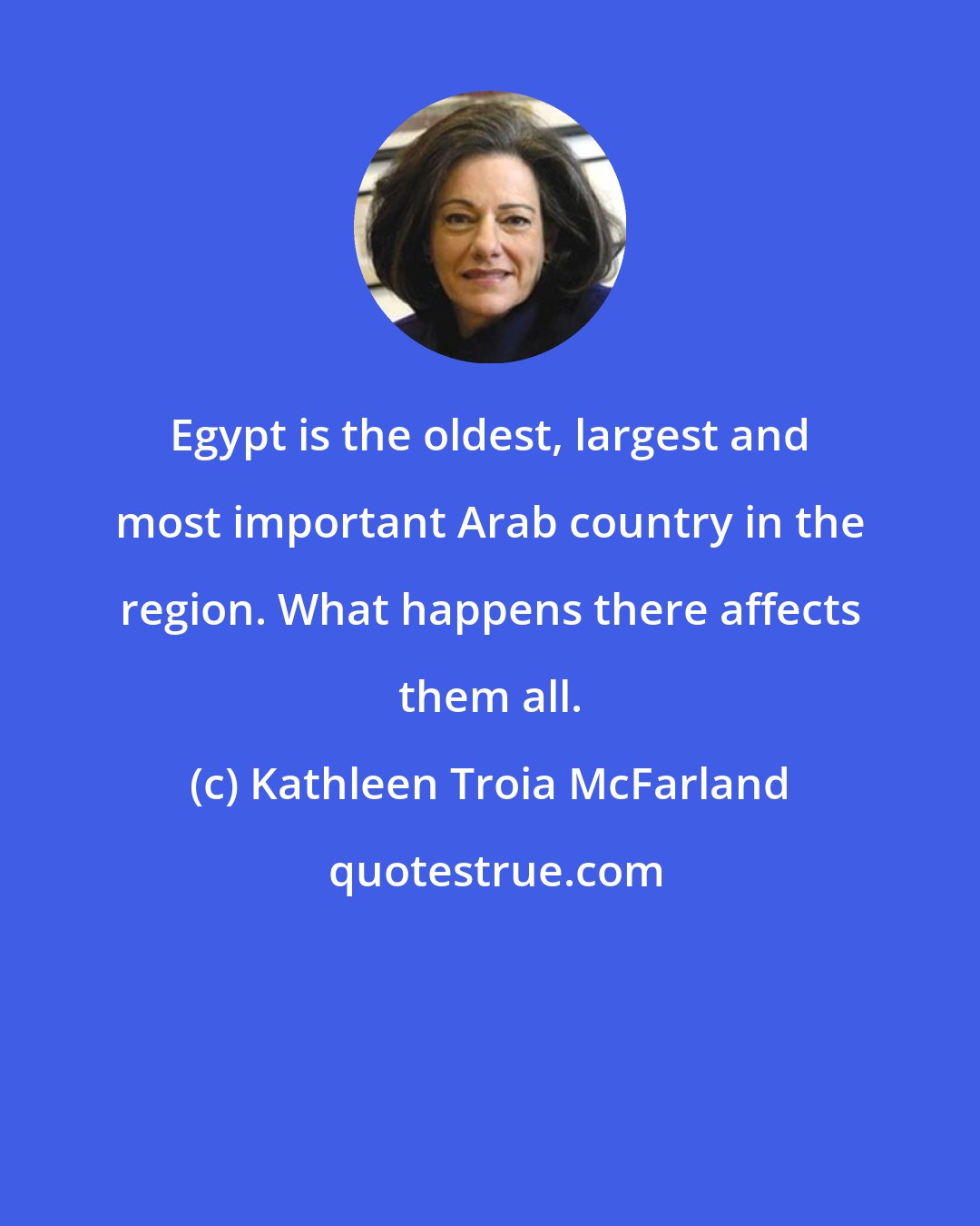 Kathleen Troia McFarland: Egypt is the oldest, largest and most important Arab country in the region. What happens there affects them all.