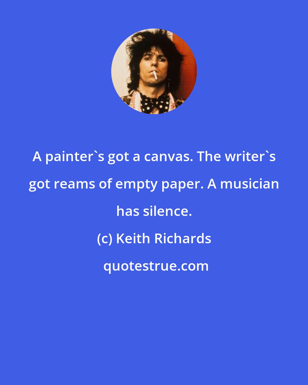 Keith Richards: A painter's got a canvas. The writer's got reams of empty paper. A musician has silence.