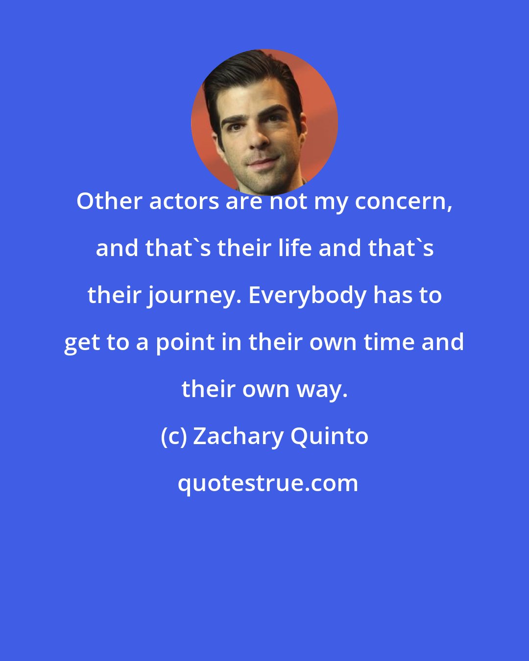 Zachary Quinto: Other actors are not my concern, and that's their life and that's their journey. Everybody has to get to a point in their own time and their own way.