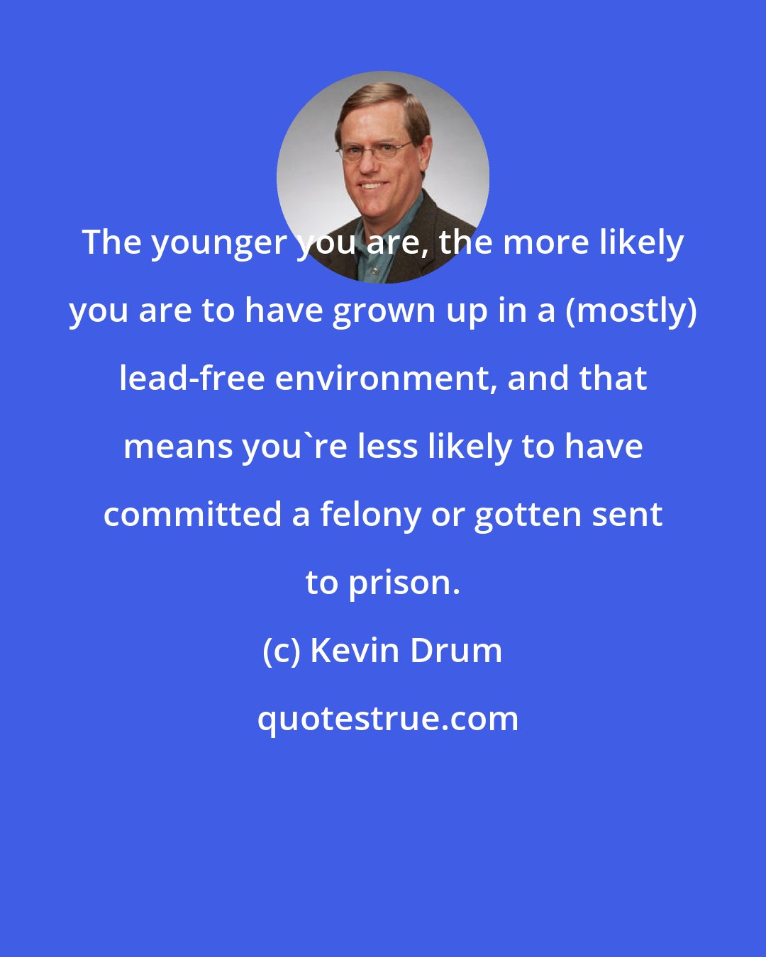 Kevin Drum: The younger you are, the more likely you are to have grown up in a (mostly) lead-free environment, and that means you're less likely to have committed a felony or gotten sent to prison.