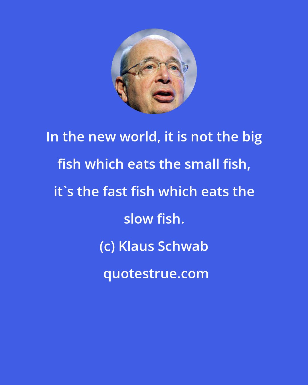 Klaus Schwab: In the new world, it is not the big fish which eats the small fish, it's the fast fish which eats the slow fish.
