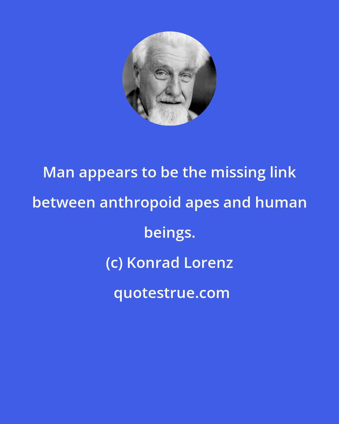 Konrad Lorenz: Man appears to be the missing link between anthropoid apes and human beings.