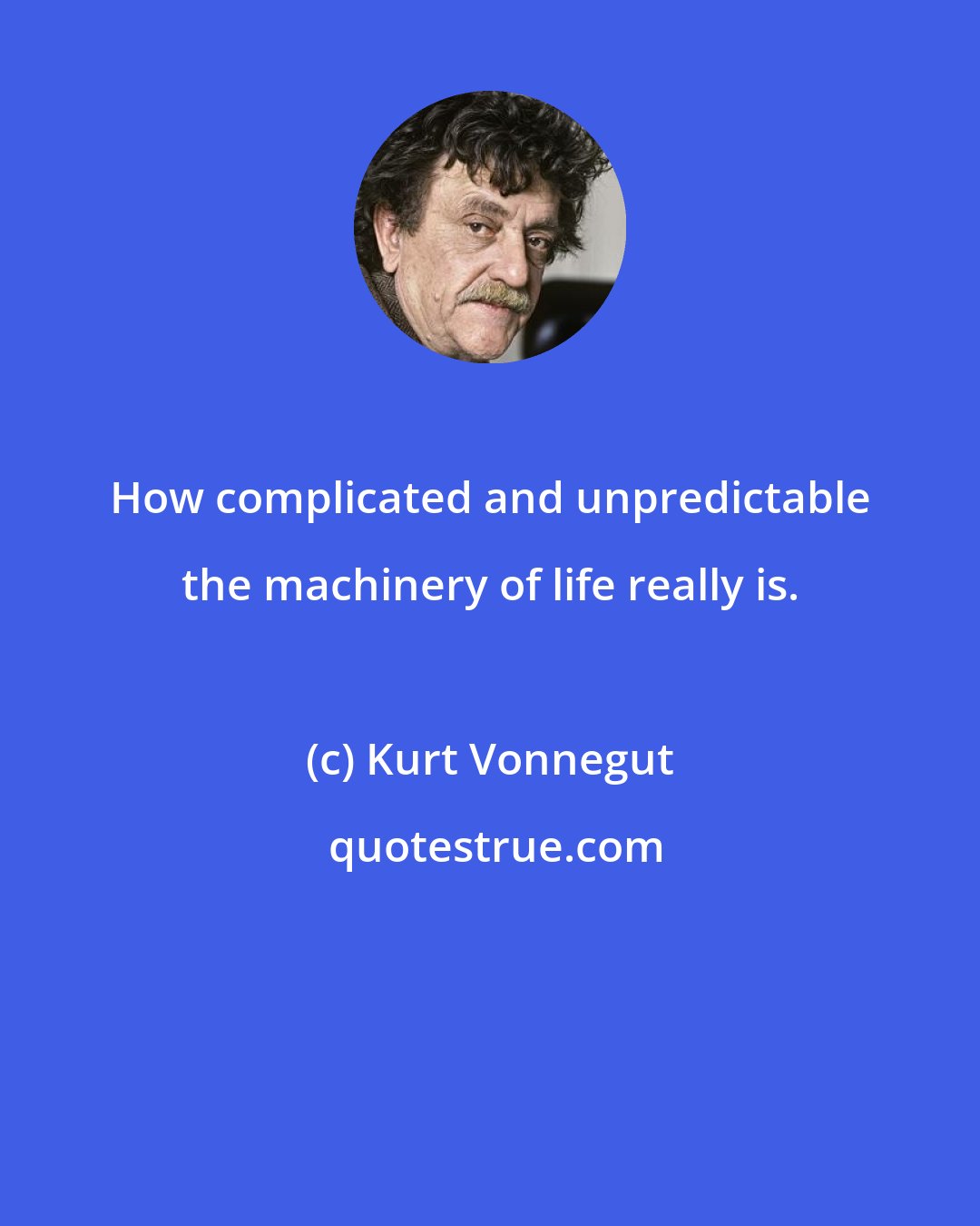 Kurt Vonnegut: How complicated and unpredictable the machinery of life really is.