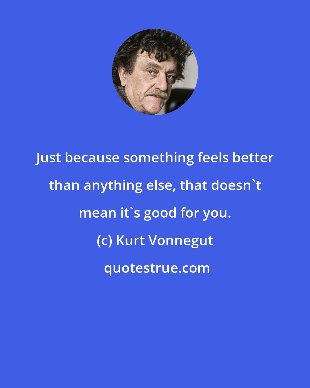 Kurt Vonnegut: Just because something feels better than anything else, that doesn't mean it's good for you.