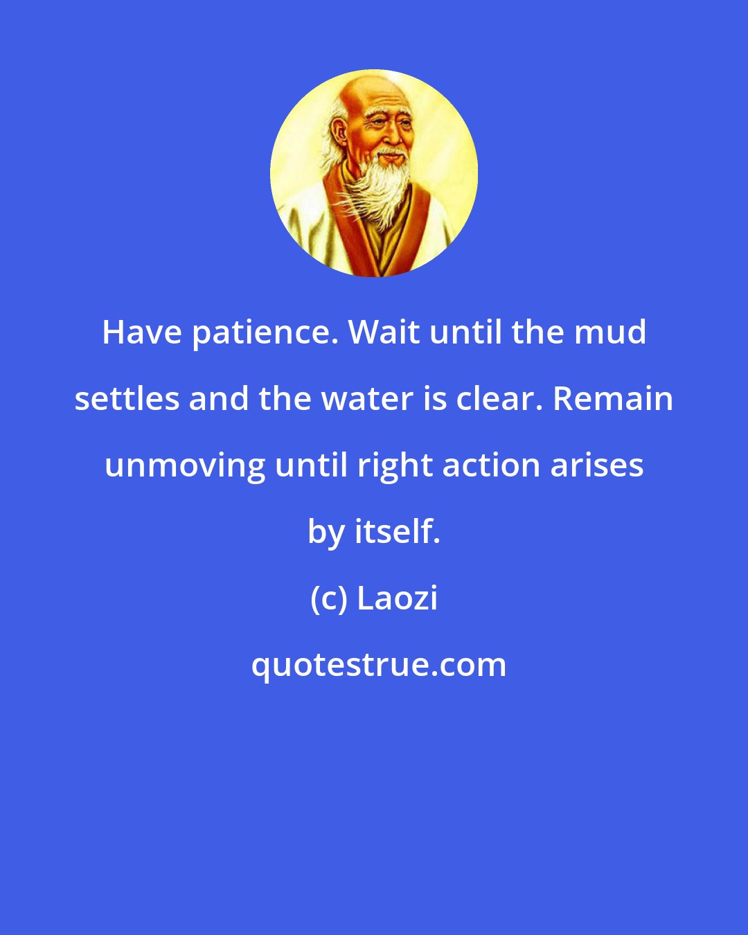 Laozi: Have patience. Wait until the mud settles and the water is clear. Remain unmoving until right action arises by itself.