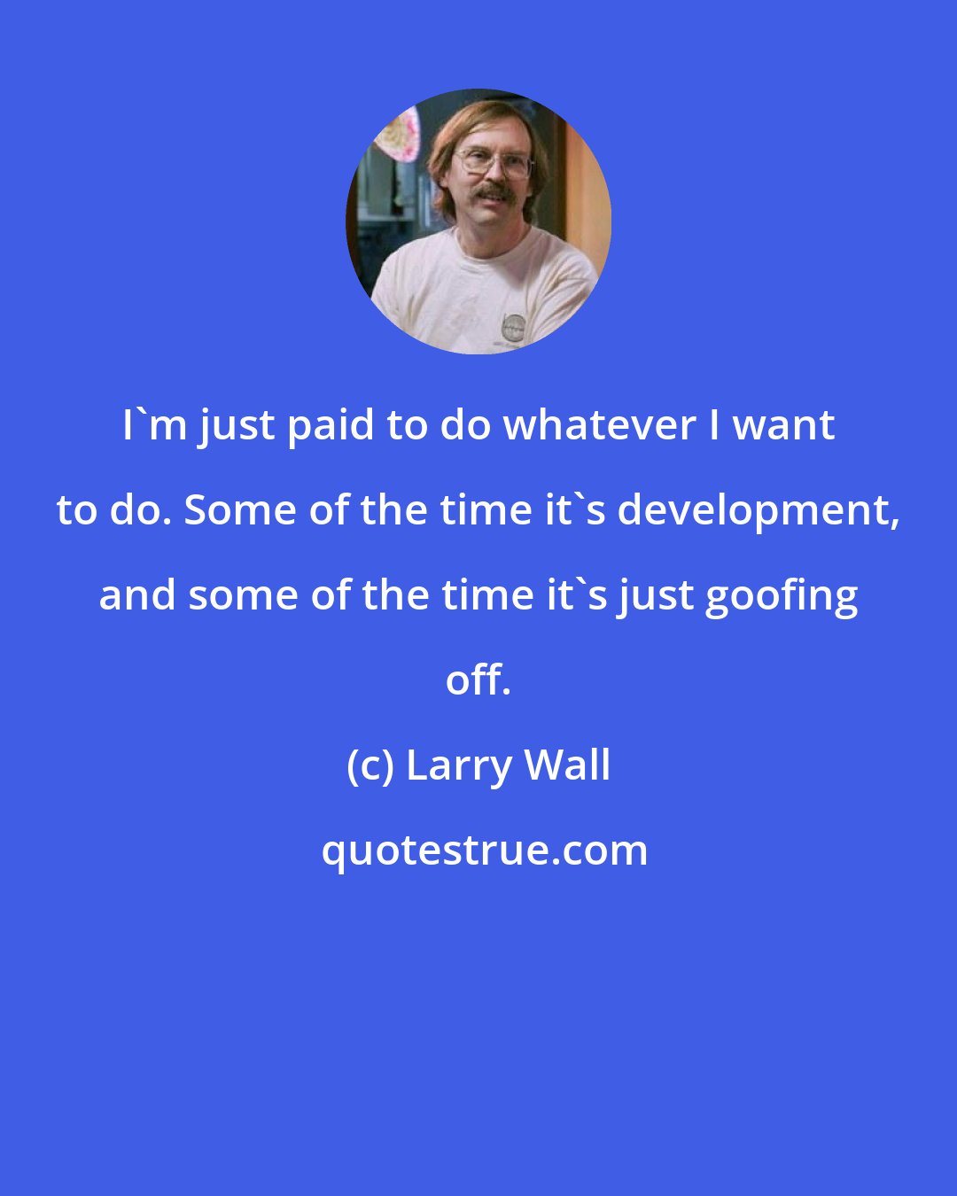 Larry Wall: I'm just paid to do whatever I want to do. Some of the time it's development, and some of the time it's just goofing off.