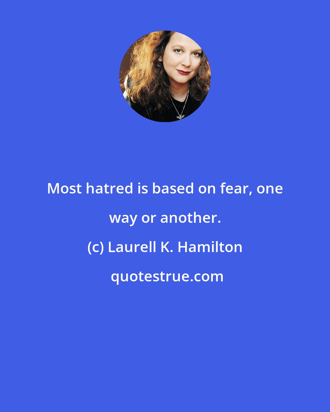 Laurell K. Hamilton: Most hatred is based on fear, one way or another.