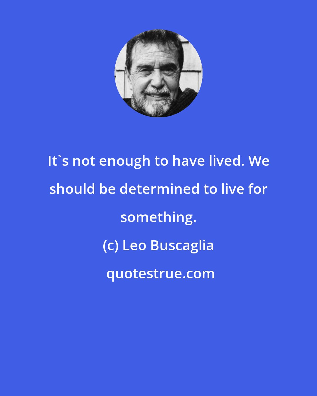 Leo Buscaglia: It's not enough to have lived. We should be determined to live for something.
