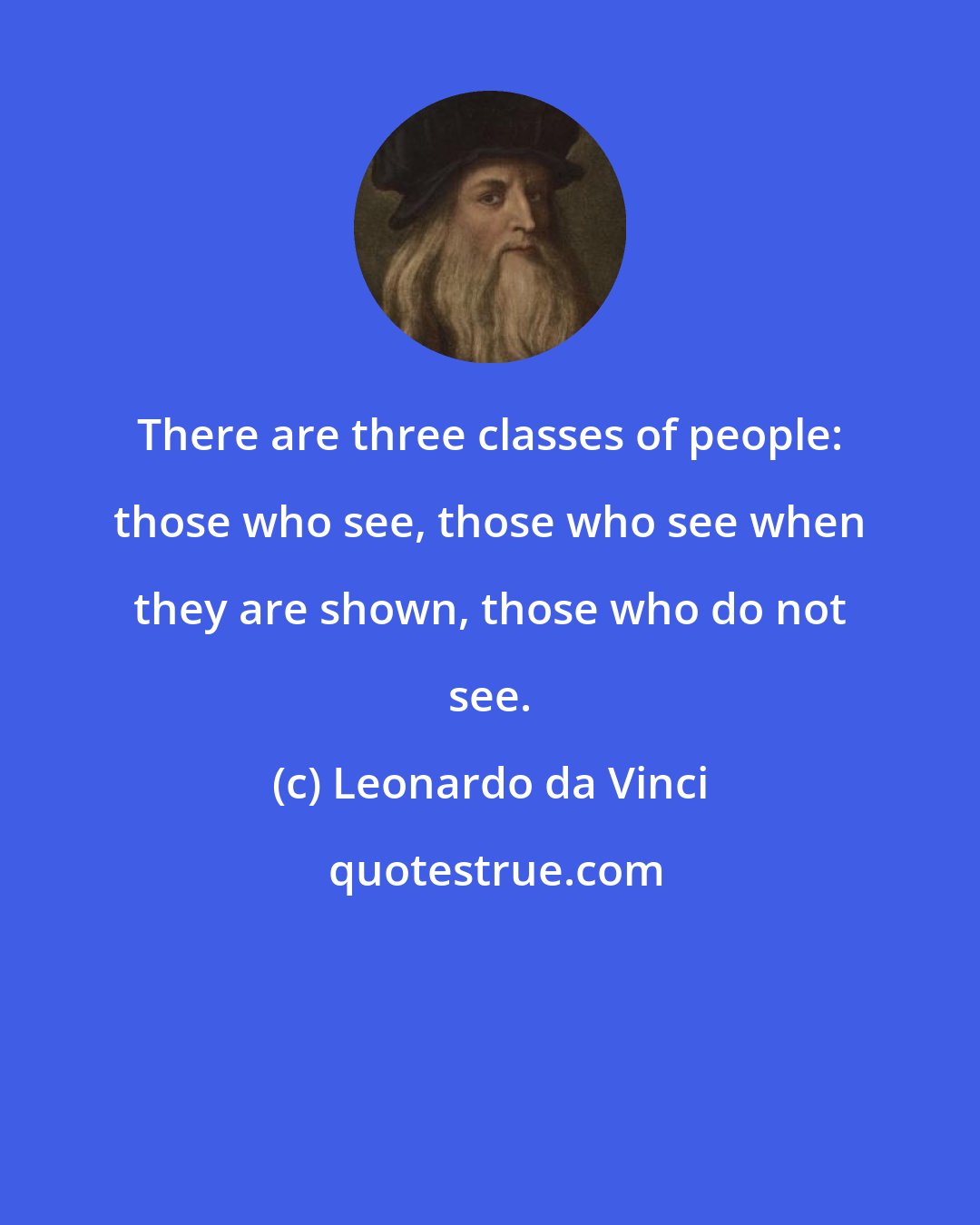 Leonardo da Vinci: There are three classes of people: those who see, those who see when they are shown, those who do not see.