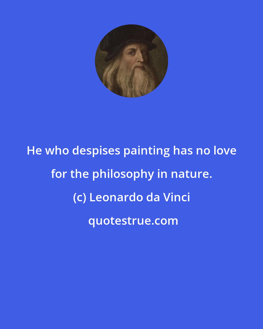 Leonardo da Vinci: He who despises painting has no love for the philosophy in nature.