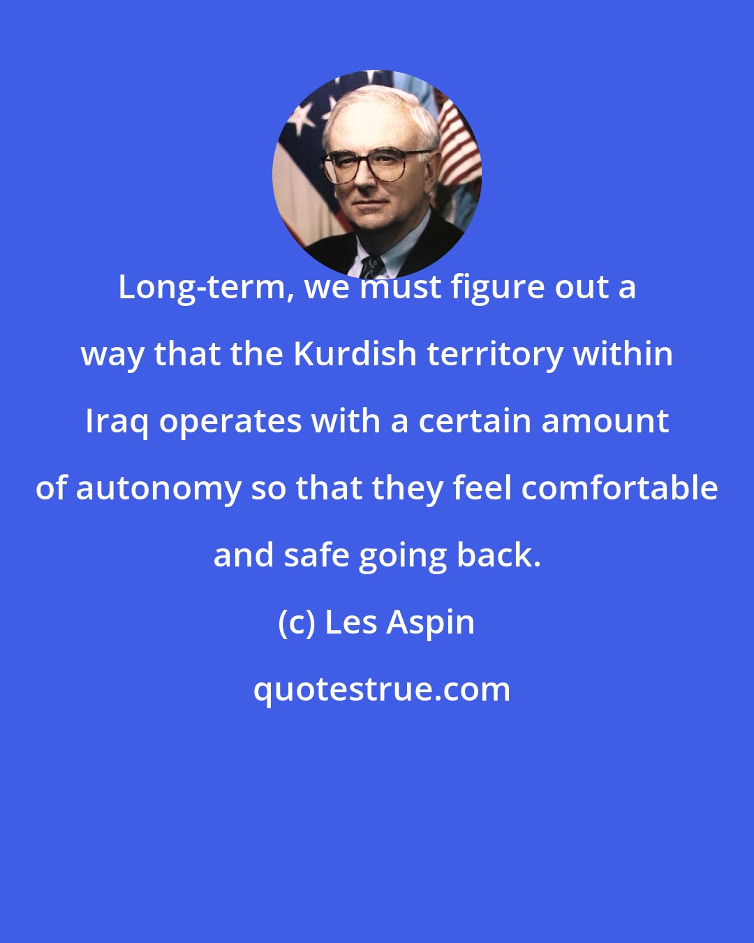 Les Aspin: Long-term, we must figure out a way that the Kurdish territory within Iraq operates with a certain amount of autonomy so that they feel comfortable and safe going back.