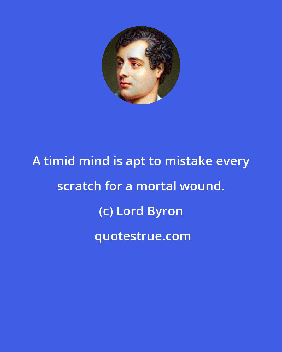 Lord Byron: A timid mind is apt to mistake every scratch for a mortal wound.