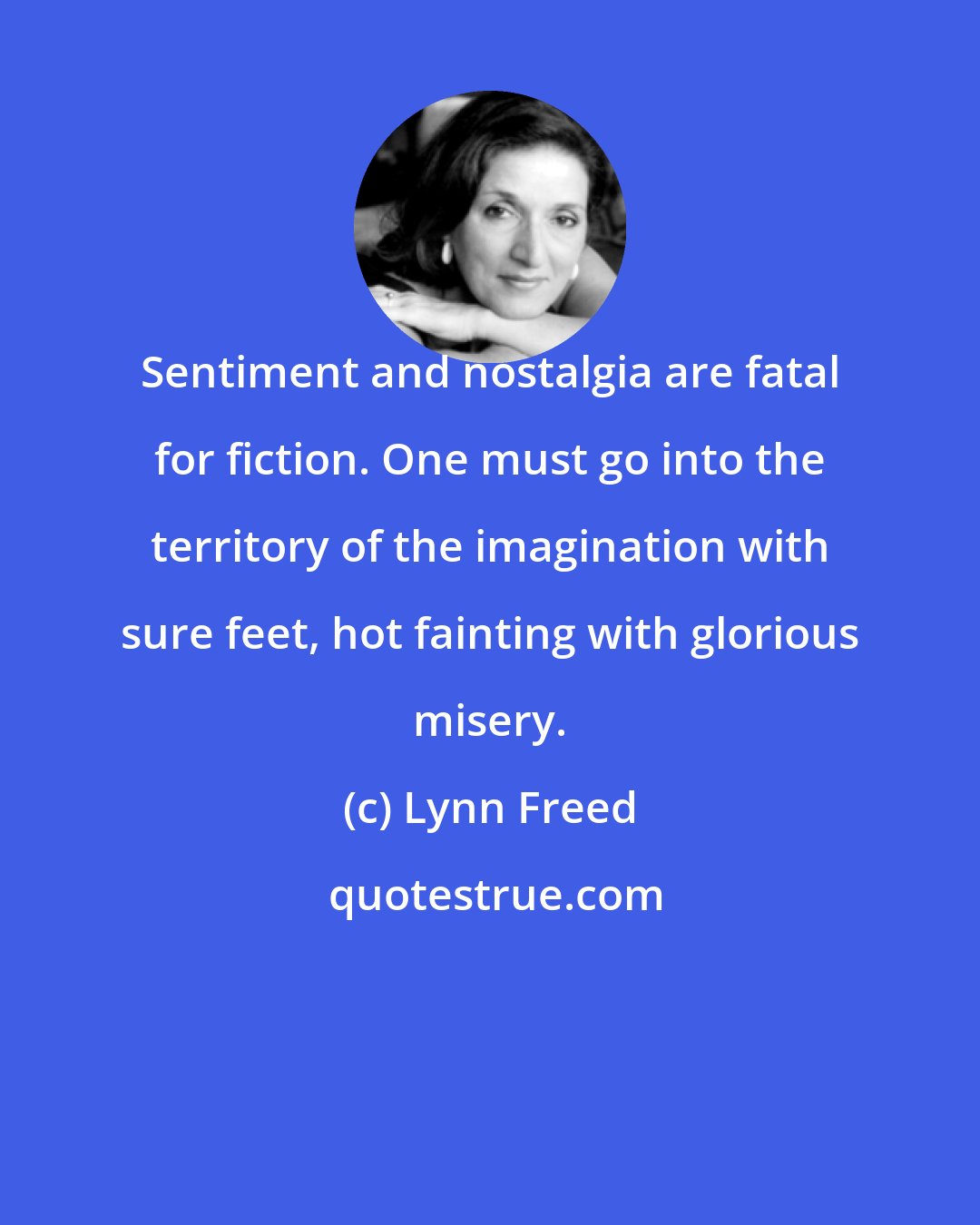 Lynn Freed: Sentiment and nostalgia are fatal for fiction. One must go into the territory of the imagination with sure feet, hot fainting with glorious misery.