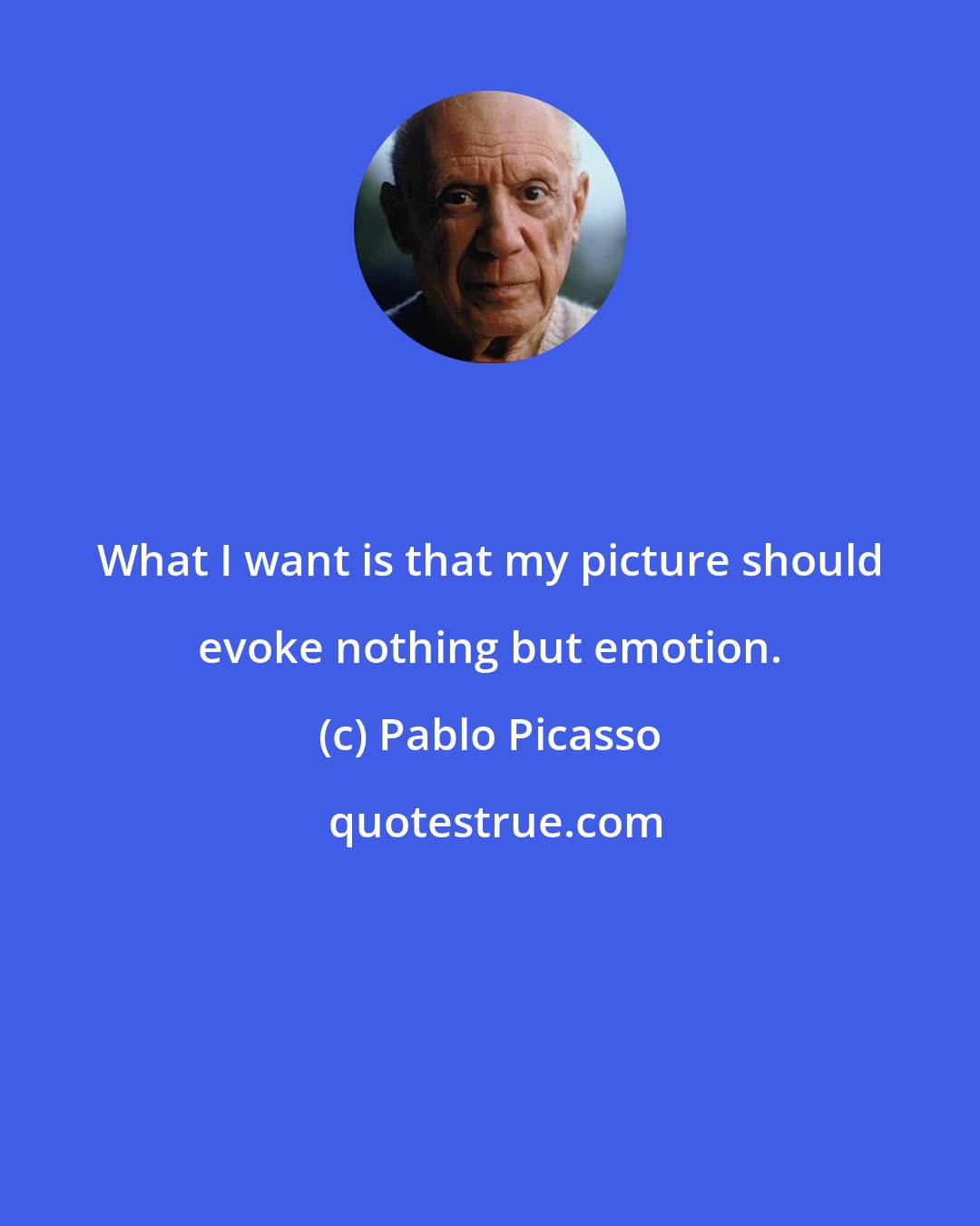 Pablo Picasso: What I want is that my picture should evoke nothing but emotion.