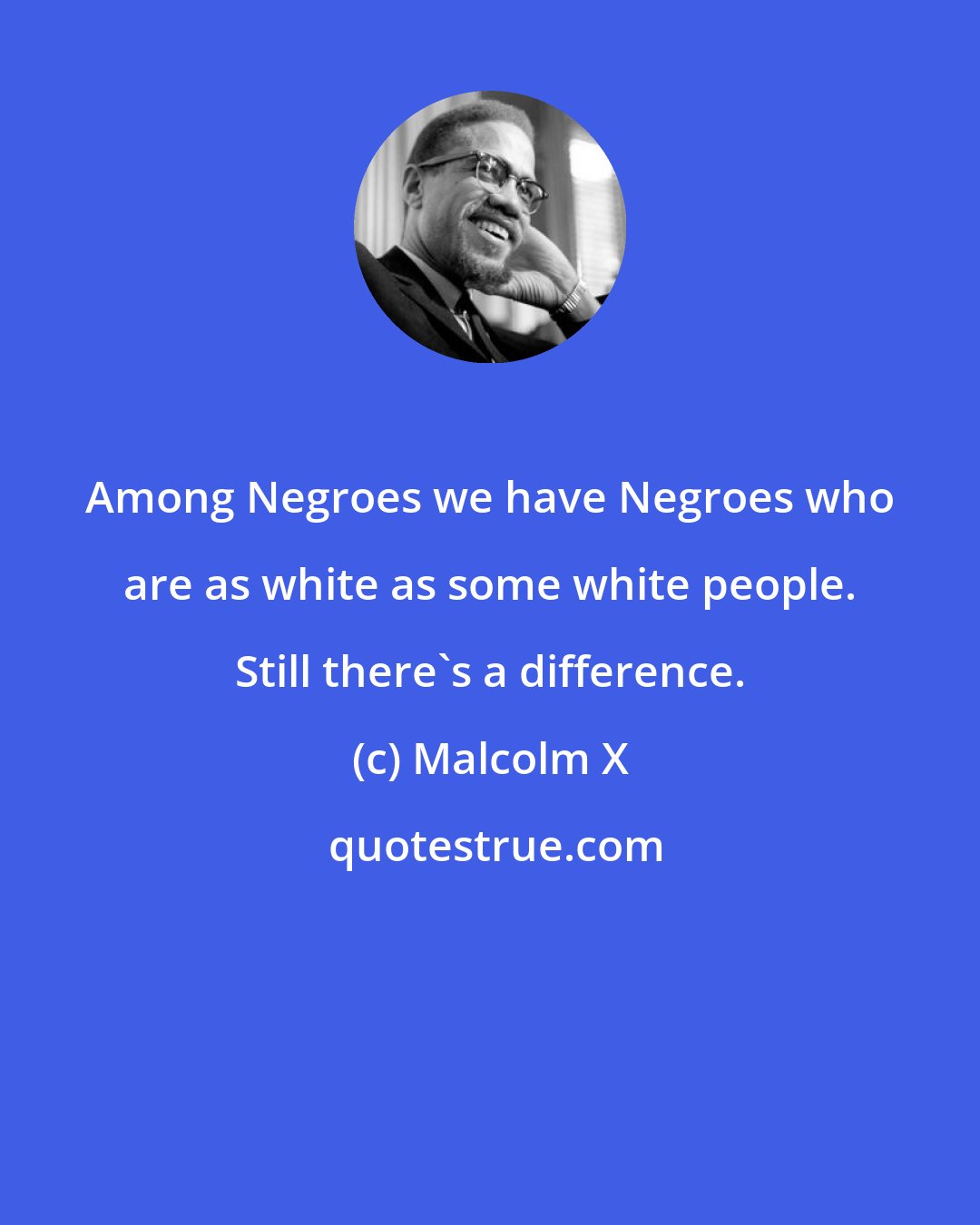 Malcolm X: Among Negroes we have Negroes who are as white as some white people. Still there's a difference.