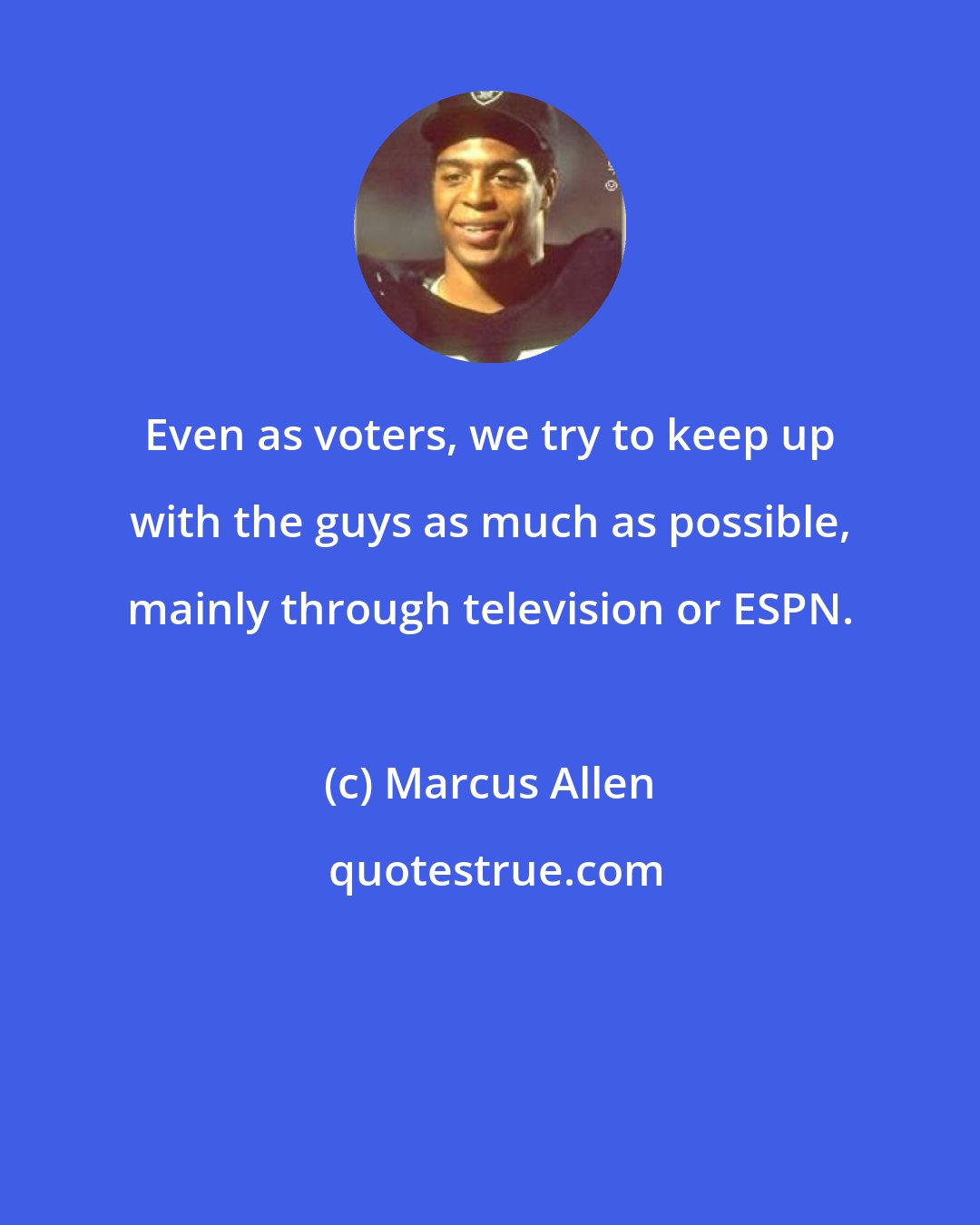 Marcus Allen: Even as voters, we try to keep up with the guys as much as possible, mainly through television or ESPN.