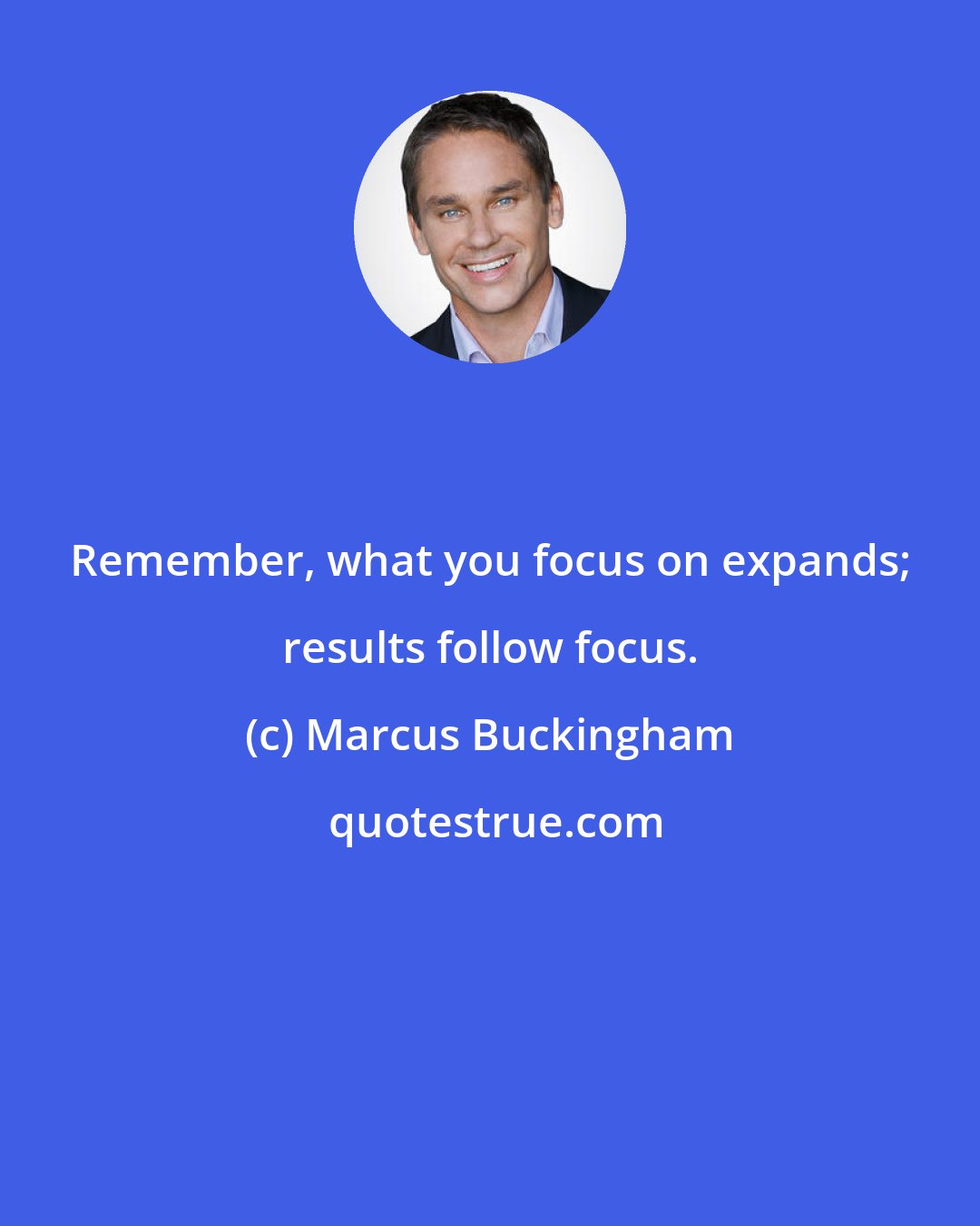 Marcus Buckingham: Remember, what you focus on expands; results follow focus.
