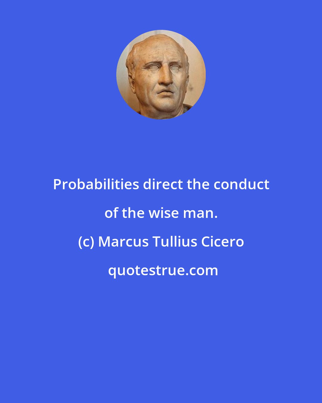 Marcus Tullius Cicero: Probabilities direct the conduct of the wise man.