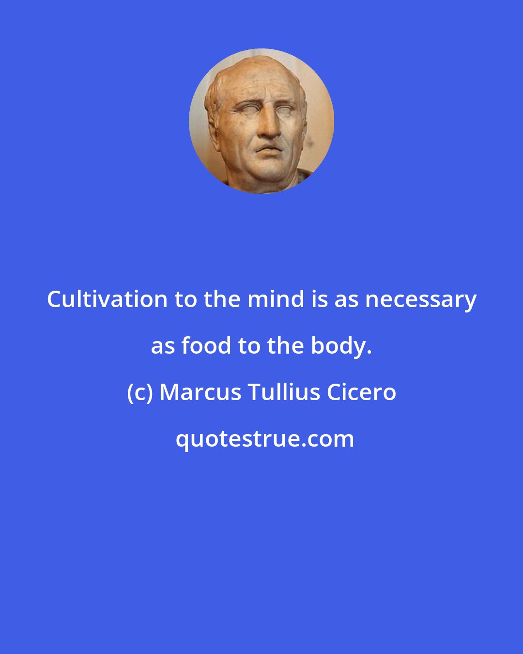 Marcus Tullius Cicero: Cultivation to the mind is as necessary as food to the body.