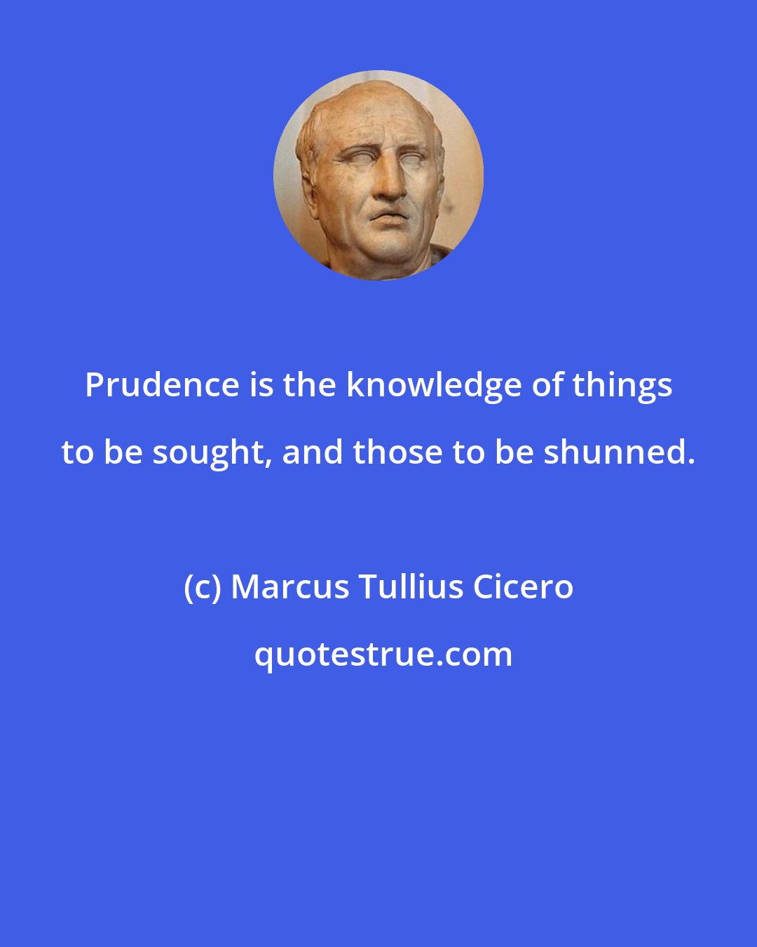 Marcus Tullius Cicero: Prudence is the knowledge of things to be sought, and those to be shunned.