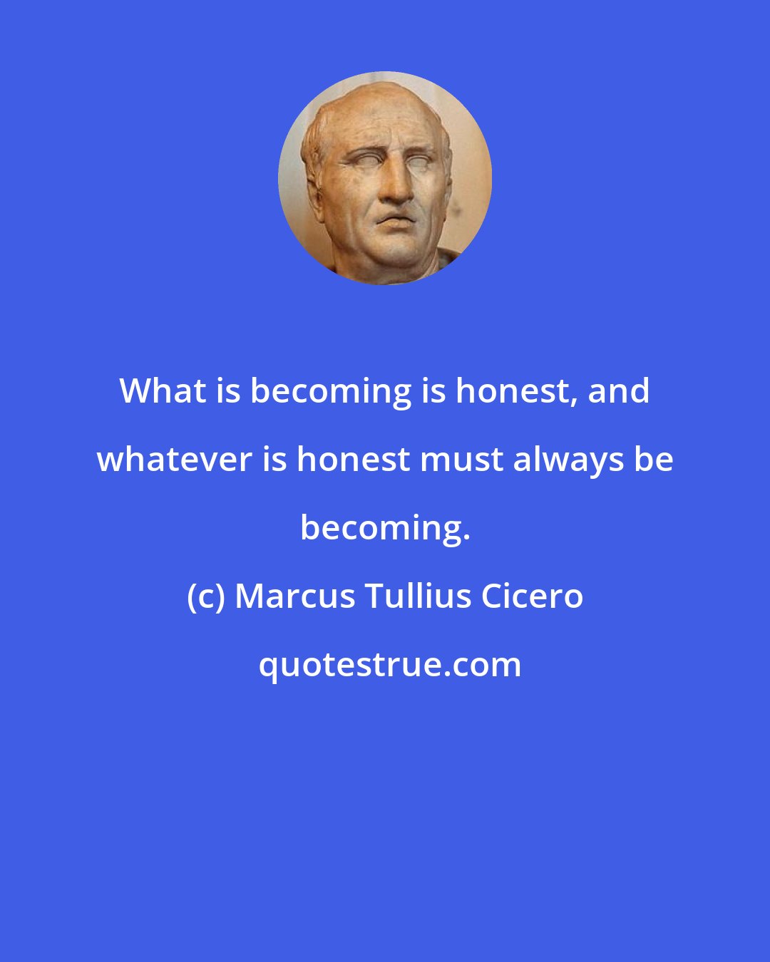 Marcus Tullius Cicero: What is becoming is honest, and whatever is honest must always be becoming.