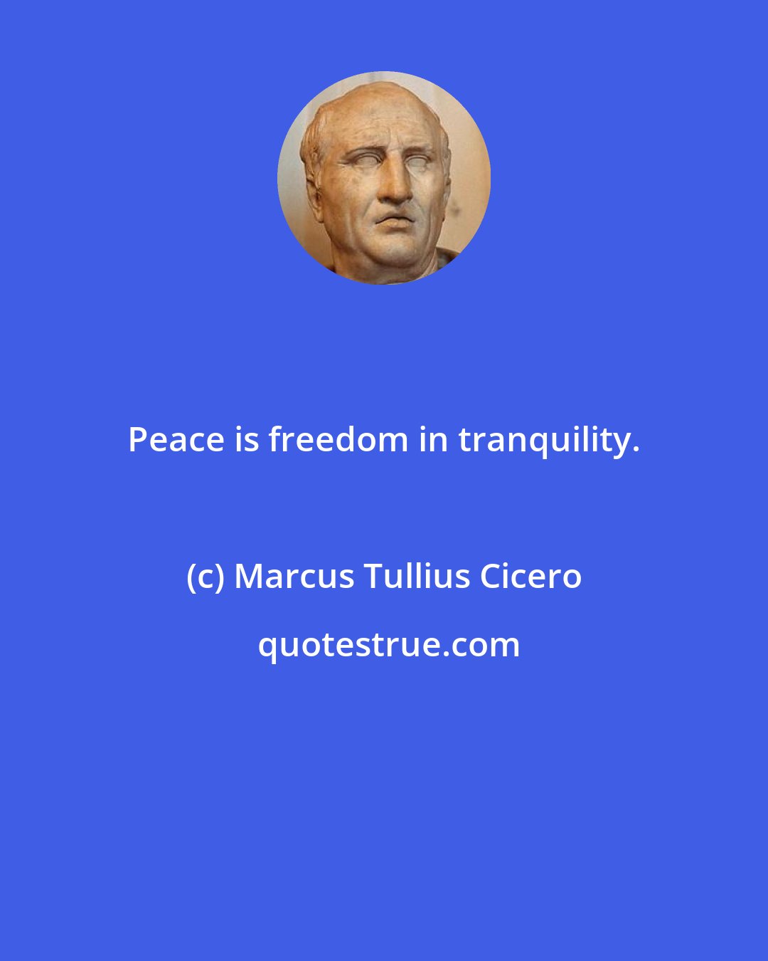 Marcus Tullius Cicero: Peace is freedom in tranquility.