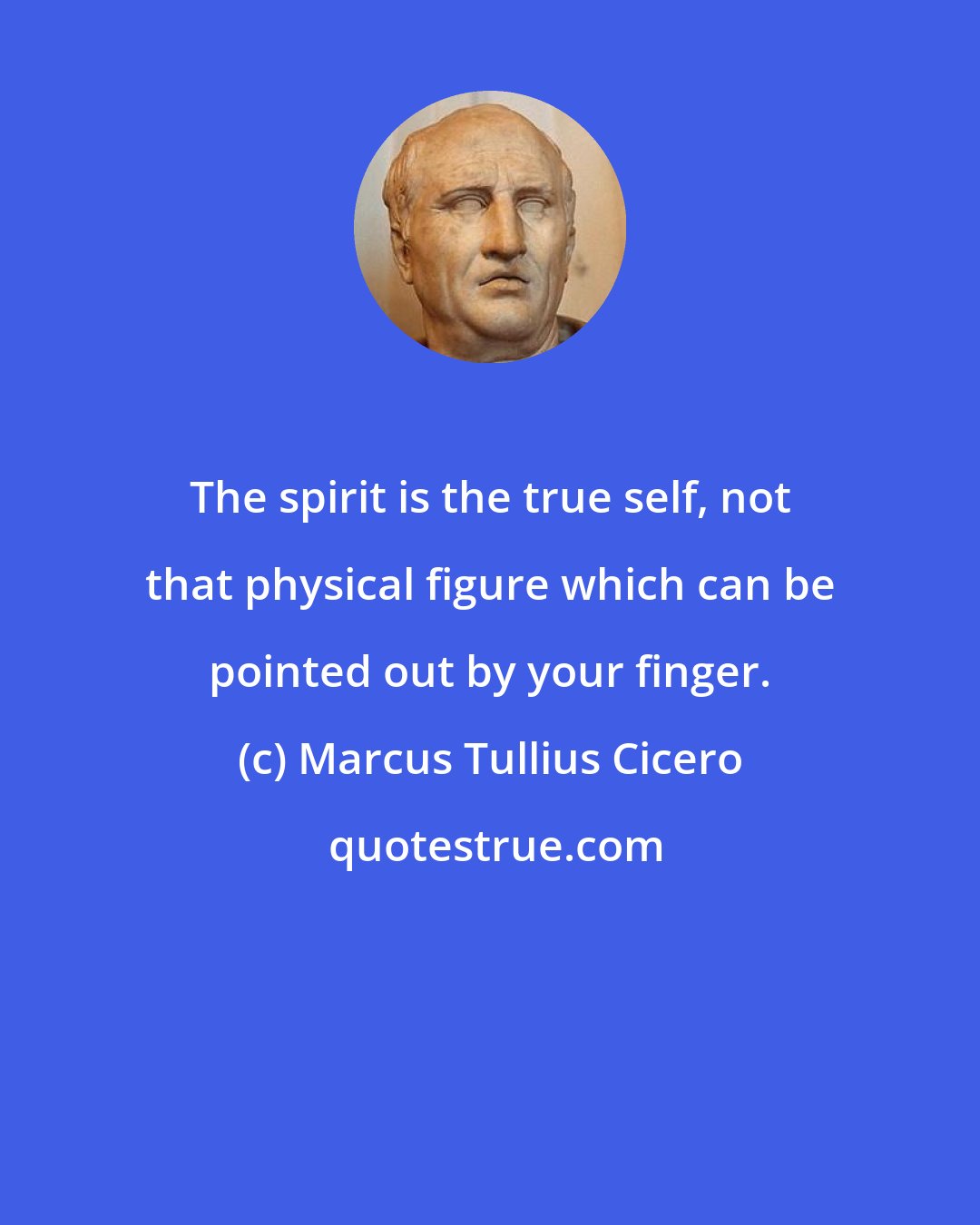 Marcus Tullius Cicero: The spirit is the true self, not that physical figure which can be pointed out by your finger.