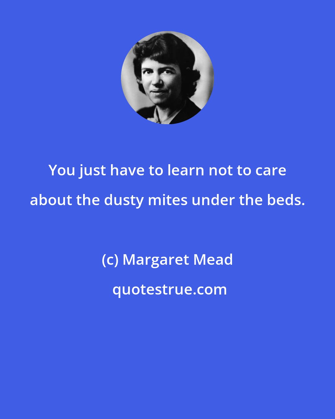 Margaret Mead: You just have to learn not to care about the dusty mites under the beds.