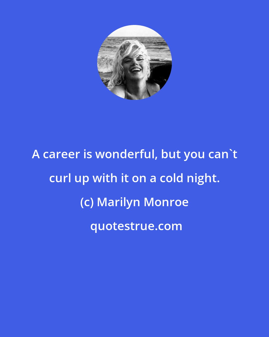 Marilyn Monroe: A career is wonderful, but you can't curl up with it on a cold night.
