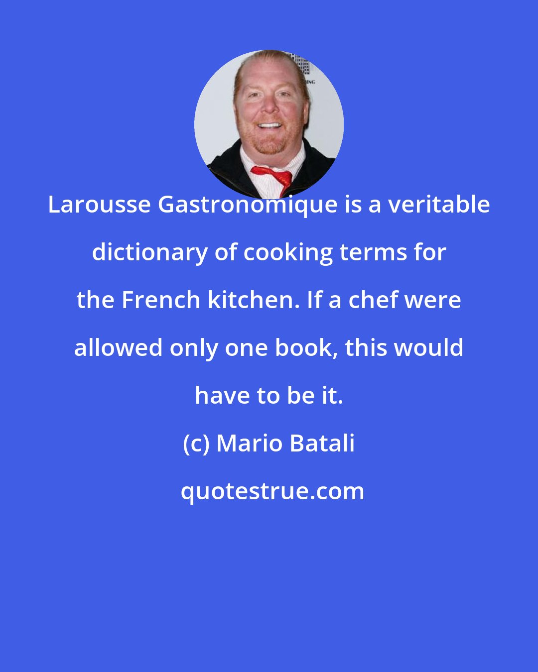 Mario Batali: Larousse Gastronomique is a veritable dictionary of cooking terms for the French kitchen. If a chef were allowed only one book, this would have to be it.
