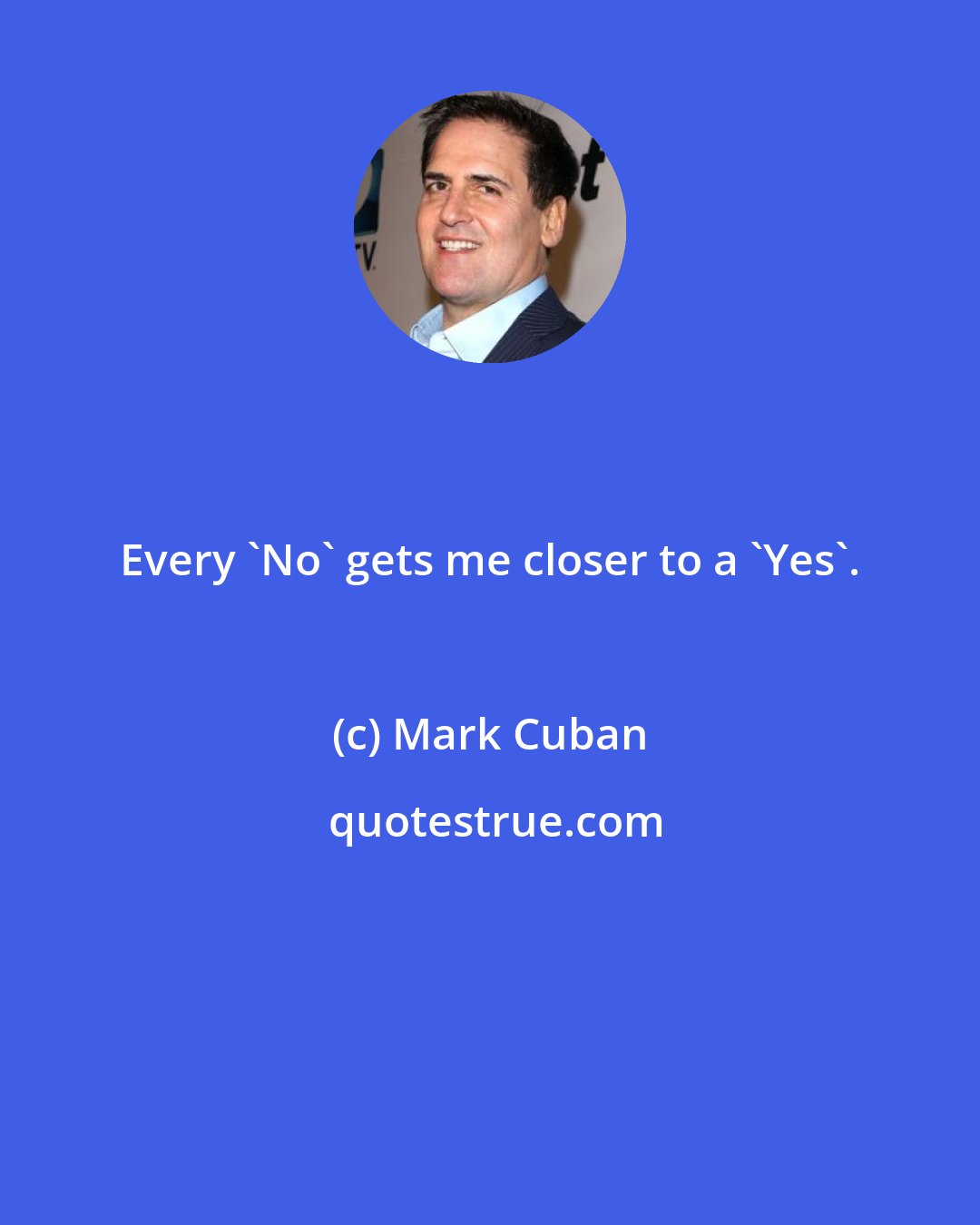 Mark Cuban: Every 'No' gets me closer to a 'Yes'.