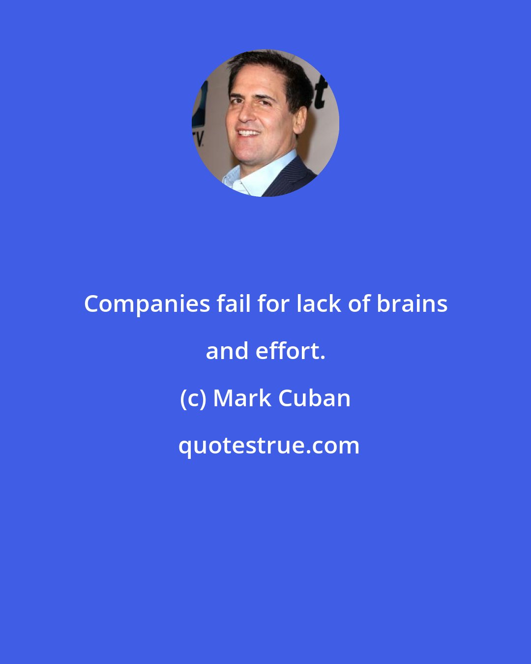 Mark Cuban: Companies fail for lack of brains and effort.