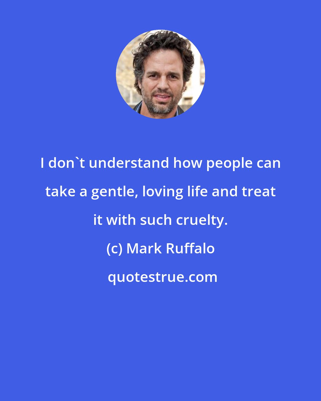 Mark Ruffalo: I don't understand how people can take a gentle, loving life and treat it with such cruelty.