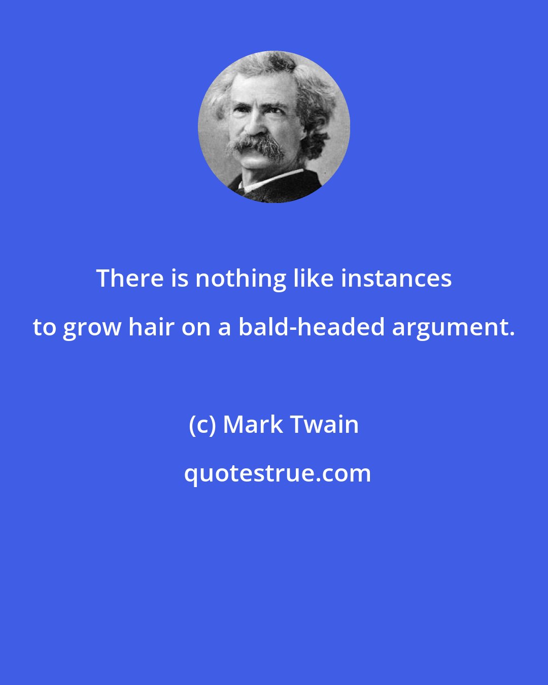 Mark Twain: There is nothing like instances to grow hair on a bald-headed argument.