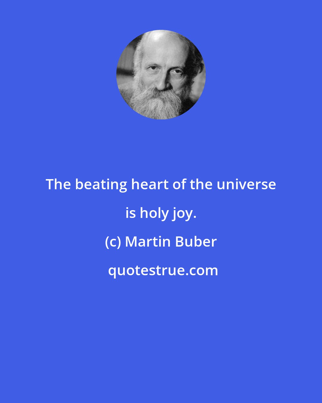 Martin Buber: The beating heart of the universe is holy joy.
