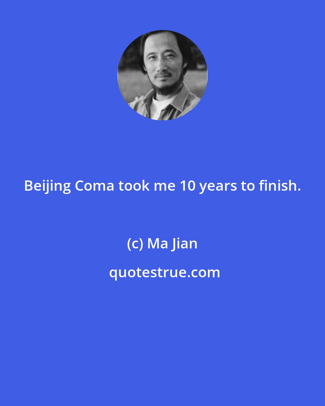 Ma Jian: Beijing Coma took me 10 years to finish.