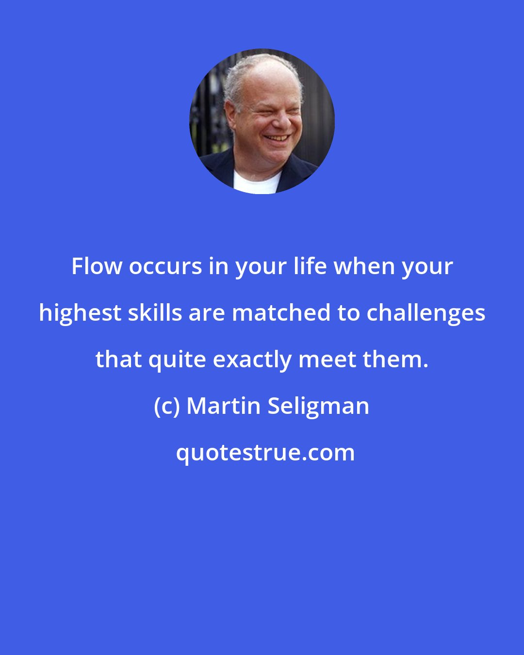 Martin Seligman: Flow occurs in your life when your highest skills are matched to challenges that quite exactly meet them.