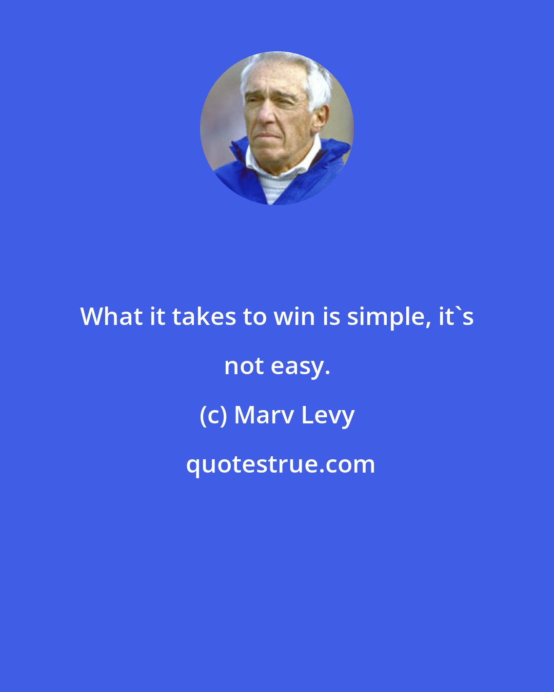 Marv Levy: What it takes to win is simple, it's not easy.