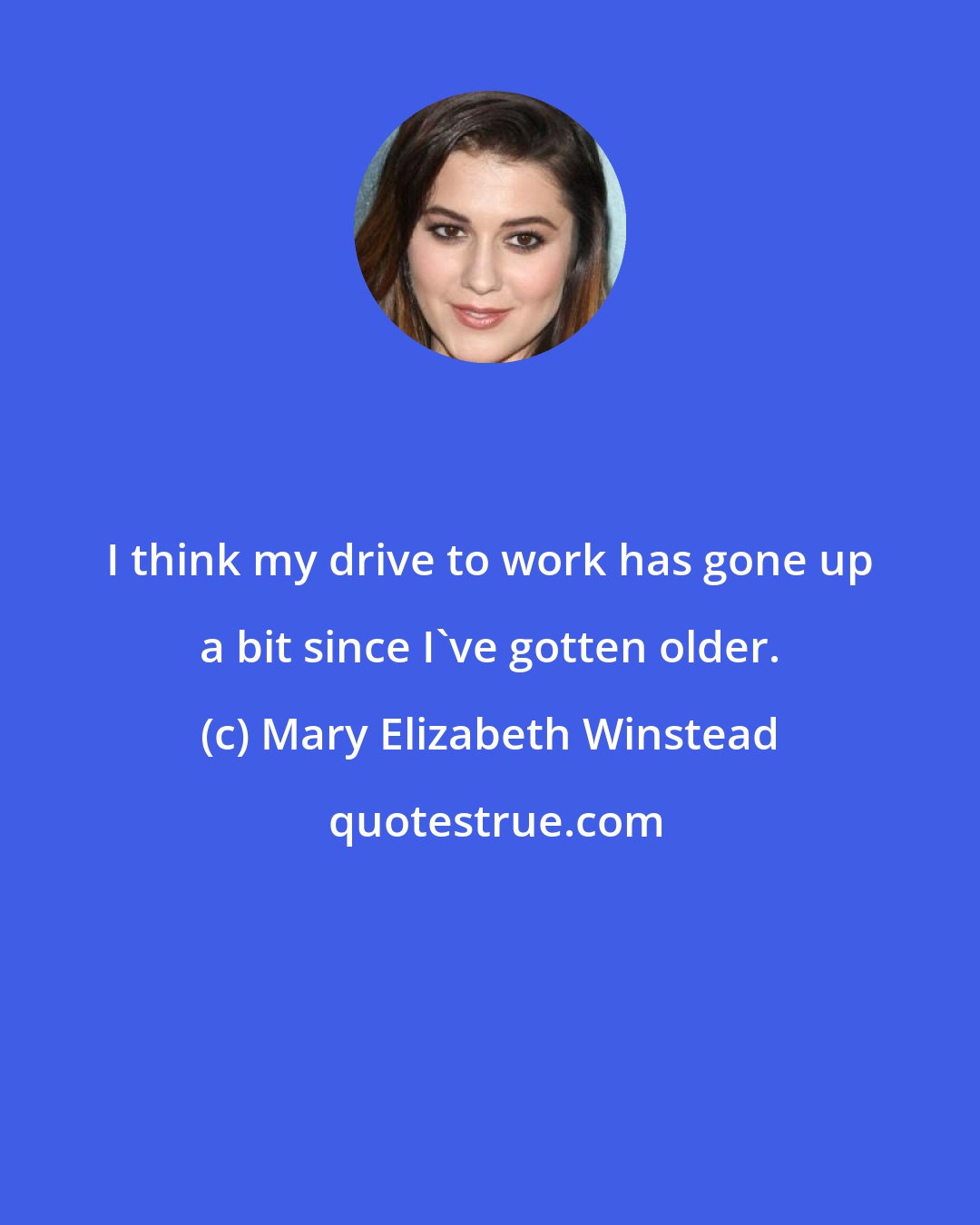 Mary Elizabeth Winstead: I think my drive to work has gone up a bit since I've gotten older.