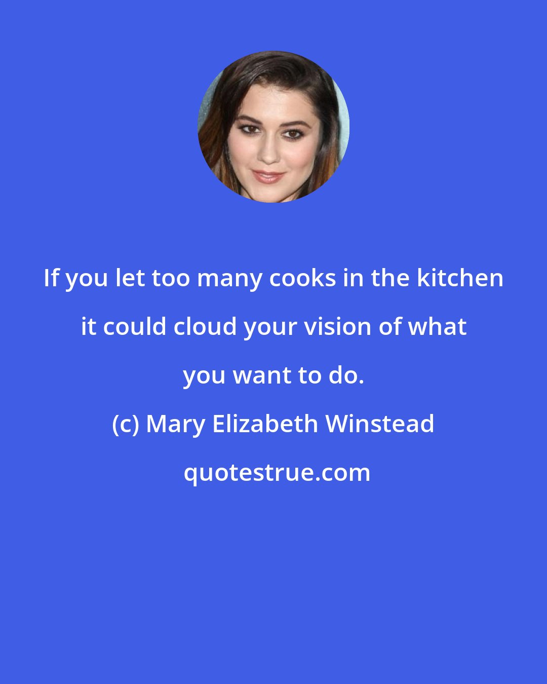 Mary Elizabeth Winstead: If you let too many cooks in the kitchen it could cloud your vision of what you want to do.