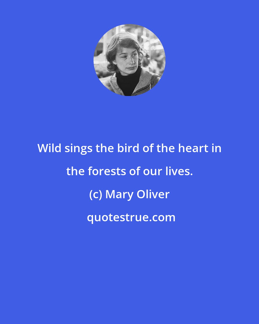 Mary Oliver: Wild sings the bird of the heart in the forests of our lives.