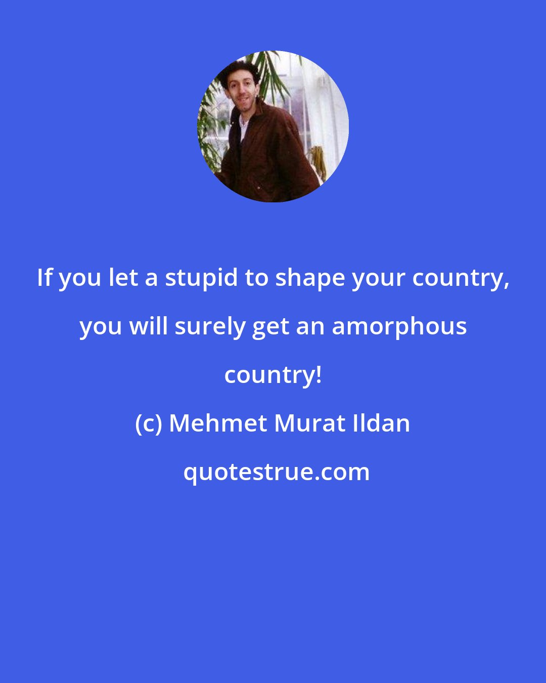 Mehmet Murat Ildan: If you let a stupid to shape your country, you will surely get an amorphous country!